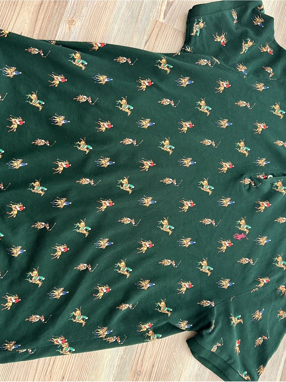 Ralph Lauren Forest Green Polo with Multicolor Embroidered Polo Players